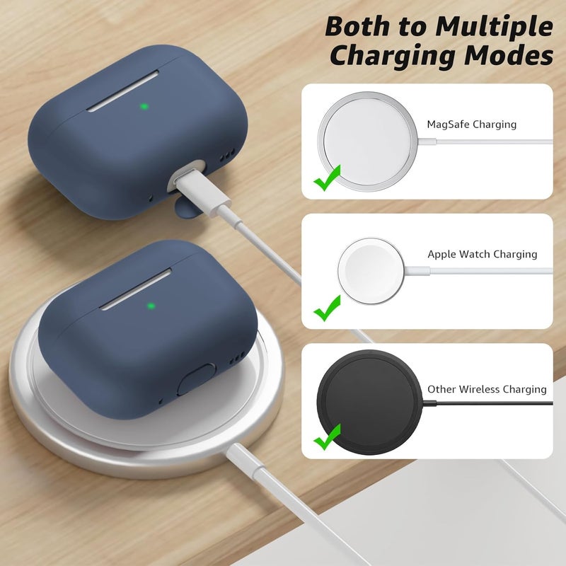 Tandoler Compatible with Airpods Pro 2 Case, Soft Silicone Skin Cover Protective Cases with Cleaner kit and Lanyard Compatible for AirPod Pro 2nd Generation, Front LED Visible-Midnight Blue - Image 4